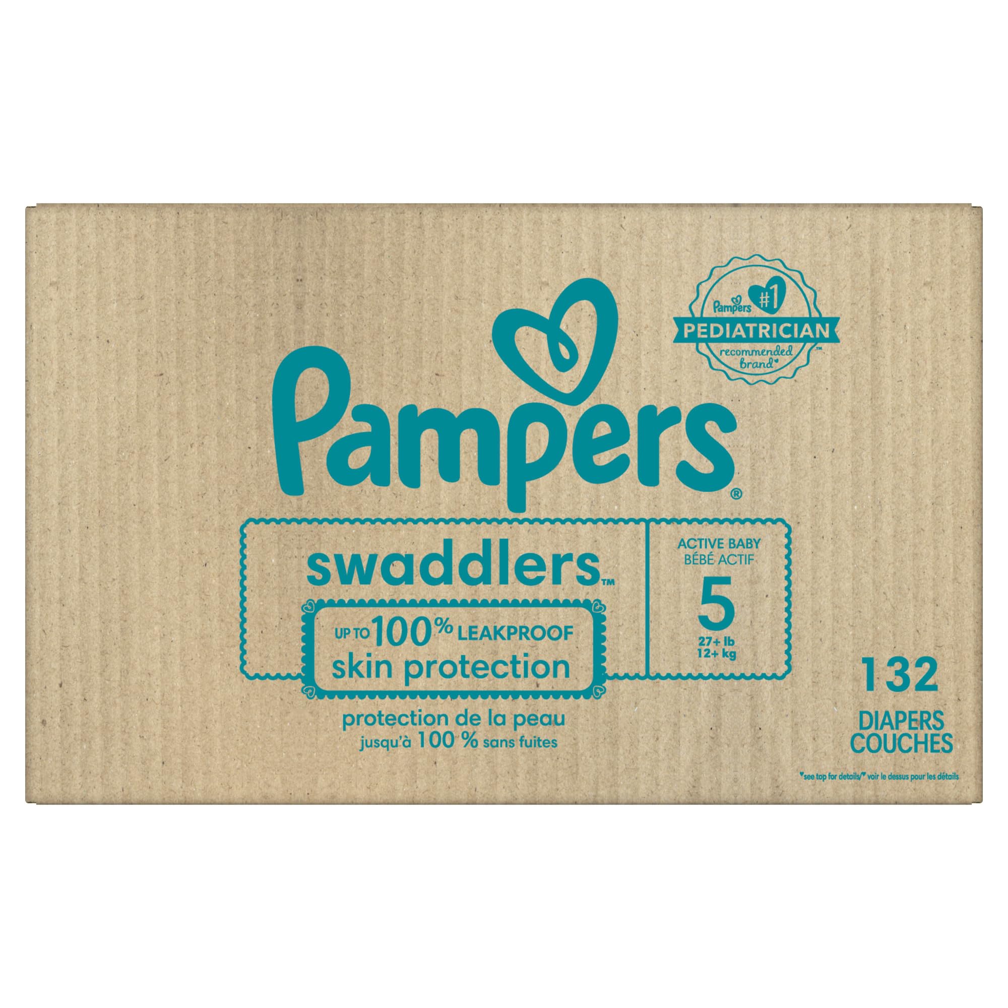 Pampers Baby Diapers - Swaddlers - Size 5, 132 Count, Ultra Absorbent Disposable Infant Diaper