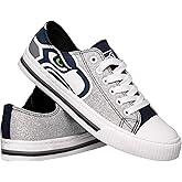 FOCO Seattle Seahawks NFL Womens Glitter Low Top Canvas Shoes - 7