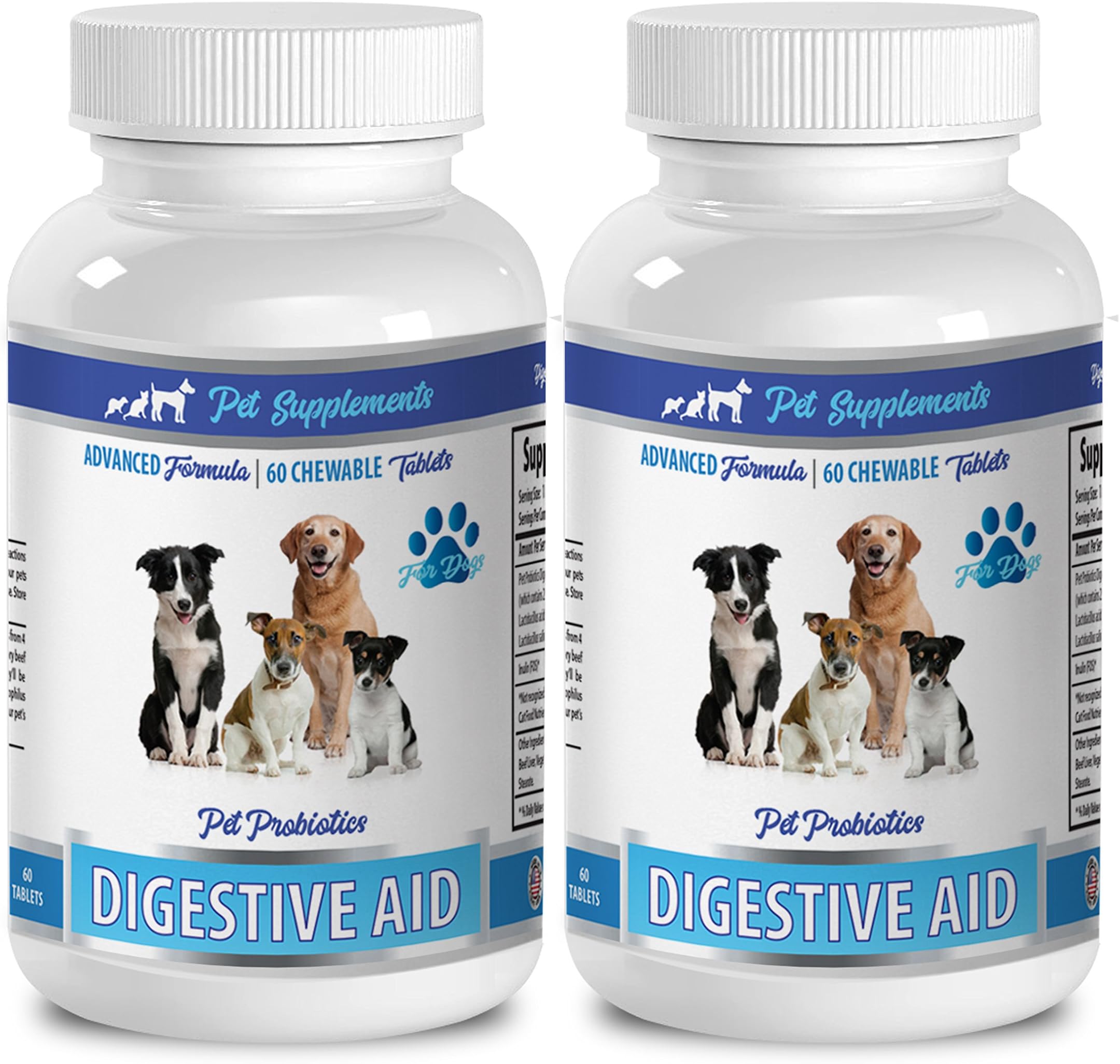 Dog Health - Advanced Formula - Digestive AID - PET PROBIOTICS - for Dogs - Beef Liver Tablets - 2 Bottle (120 Chewable Tablets)