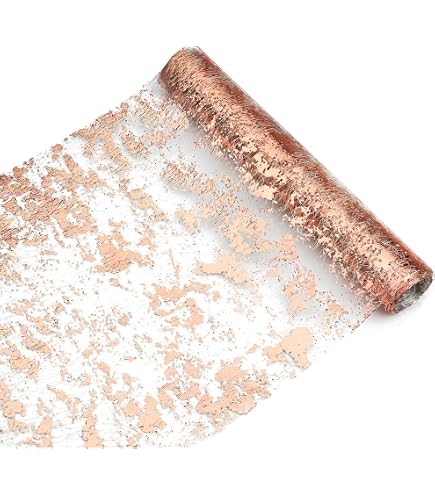 Lot De 2 Chemins De Table En Maille Scintillante Doré Rose - 27.9 X 274.3 Cm - Réutilisables Pour Décoration De Fête, Mariage, Anniversaire - 6