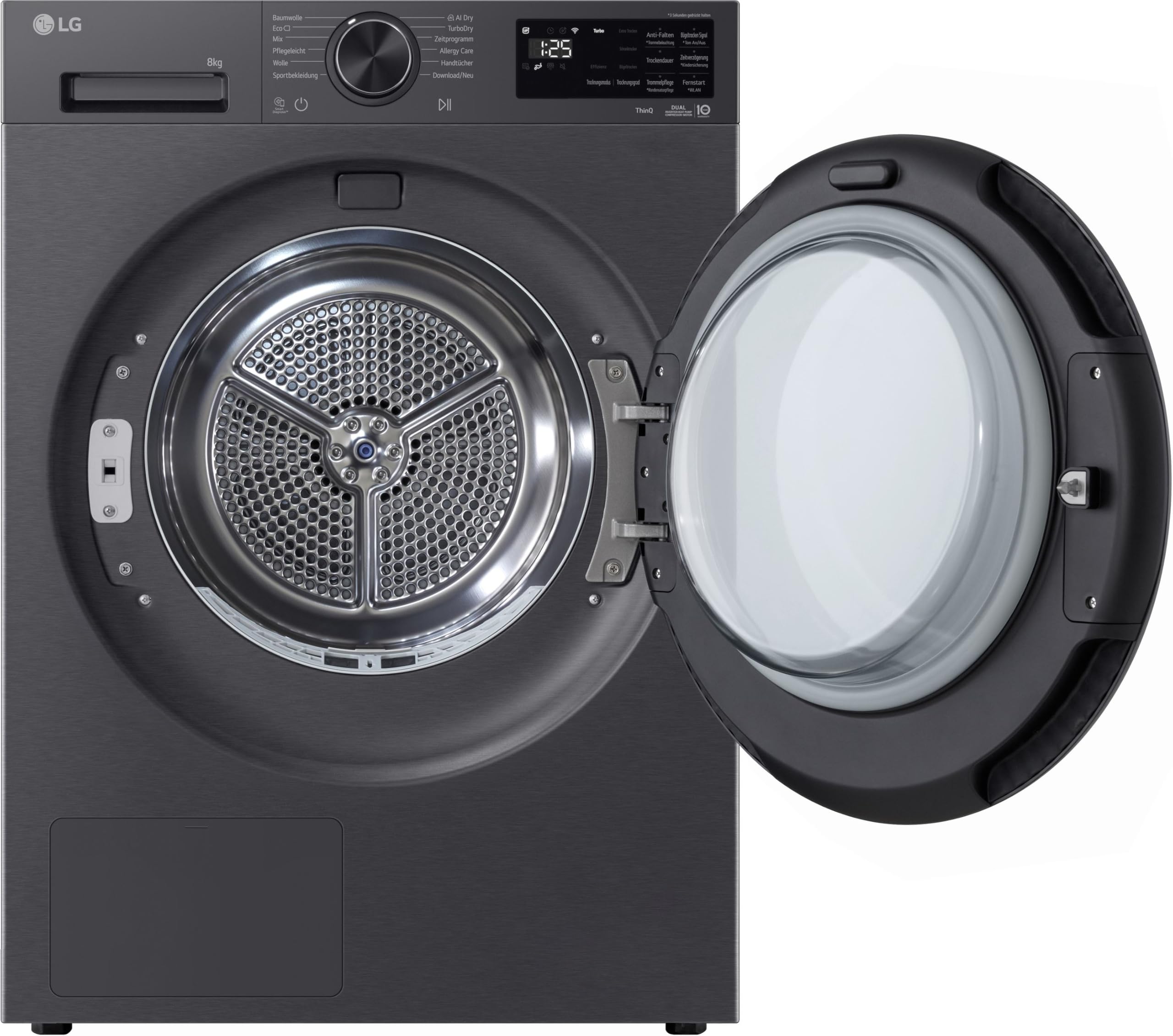 LG RT80X7B Wärmepumpen-Trockner (8 kg, Energieklasse B) mit AI Dry, Dual Inverter, TurboDry, selbstreinigender Kondensator, Schwarz 2