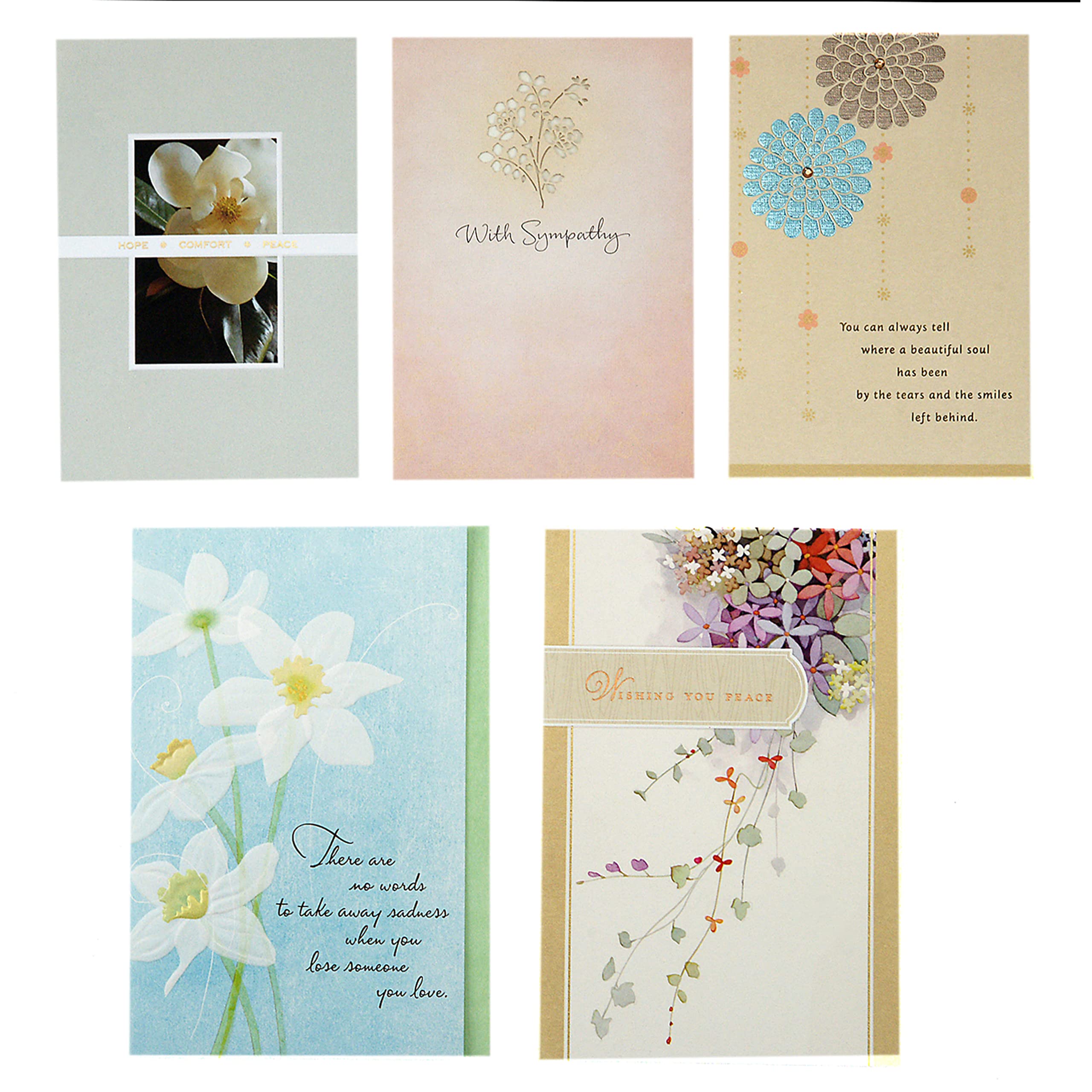 Hallmark Sympathy Cards Assortment Pack (5 Condolence Cards with Envelopes)