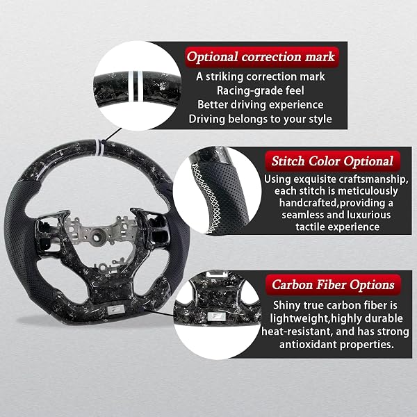 CAR STEERING WHEEL FOR LEXUS IS RCF SPORT CARBON FIBER STEERING WHEEL 2014 2015 2016 2017 2018 2019 2020 2021 20222 2023 2024 (SILVER FORGED CARBON FIBER + PERFORATED LEATHER)
