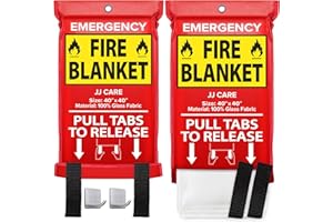 JJ CARE Fire Blanket – 2 Packs with Hooks – Emergency Fire Blanket for Home & Kitchen, High Heat Resistant Fire Suppression Blankets for Home Safety, Kitchen, and Camping