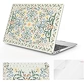 iCasso Compatible with MacBook Air 13 inch Case 2020-2018 Release A2337 M1 A2179 A1932, Slim Anti-Scratch Protective Plastic Hard Shell Case+Keyboard Cover for Mac Air 13.3-Green Floral