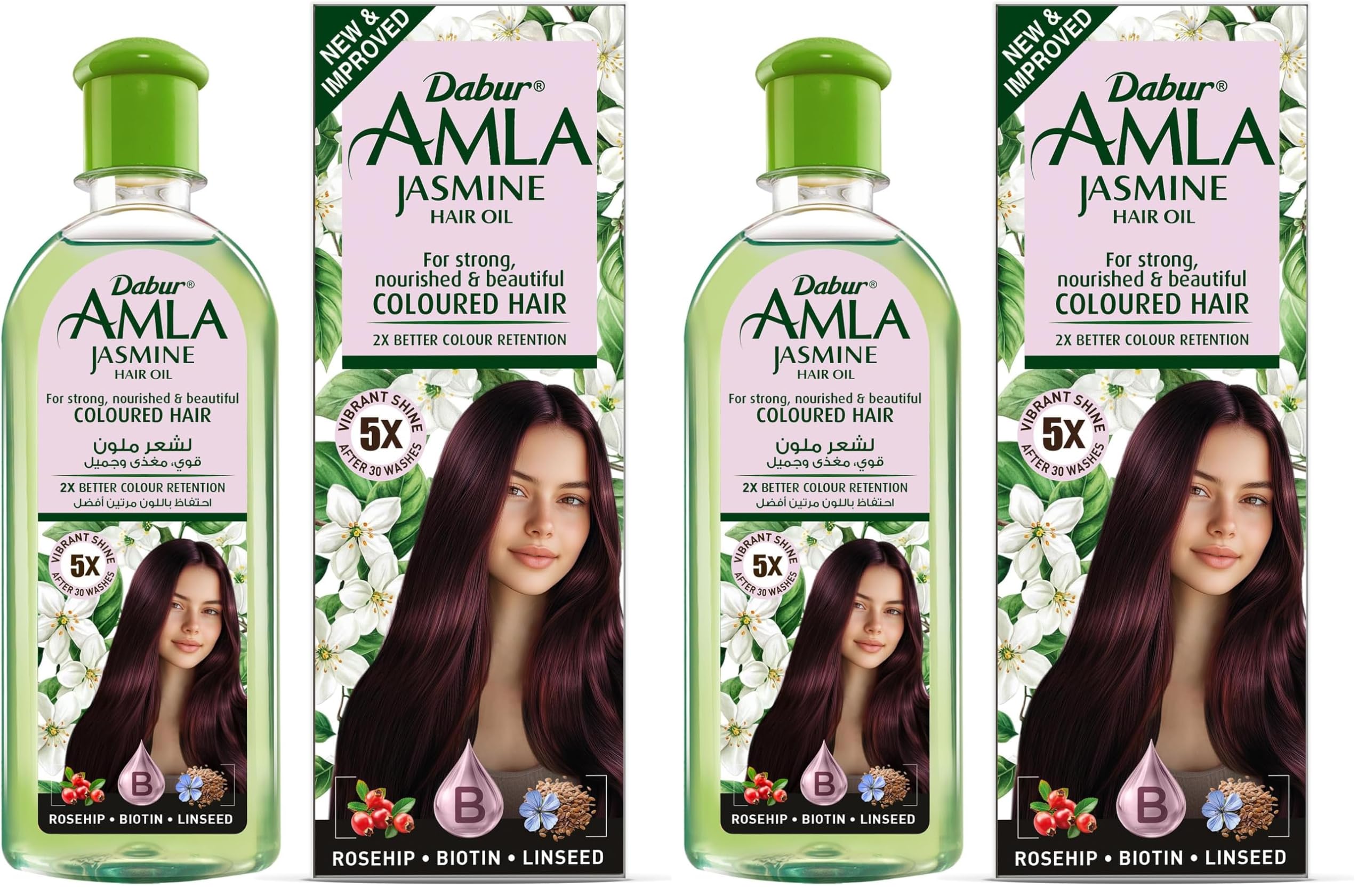 Dabur Amla Jasmine Oil - 200ml, Goodness of Real Amla, For Long, Strong Freshly Fragrant Shinning Hair, Eliminate Frizz & Promote Healthier & Softer Hair (Pack of 2)