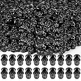 FFNIU 230Pcs Mini Plastic Skull Heads, Black Miniature Small Skulls, Halloween Skeleton Figurines for Halloween Pranks Crafts Bar Home Trick Toy