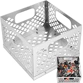 Pasimy 12" Stainless Steel Charcoal Firebox Basket for Offset Smoker | 12 x 12 x 7.5''charcoal Fire Basket, Charcoal Basket for Grill, Side Carry Handles, Grill Accessories for Smoker BBQ