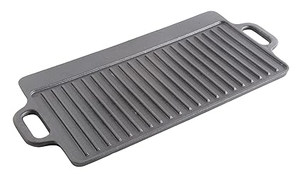 General Store 92141.01 Addlestone 17 x 9 Inch Rectangular Cast Iron Griddle/Grill, Black