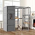 TIMHAKA Large Indoor Cat Catio, 4 Tier Outdoor Cat Enclosures House for Cats with Weatherproof Roof, 3 Resting Rooms, 3 Platforms, Cat Catio Connect to Window with 2 Large Door, Feral Cat Shelter
