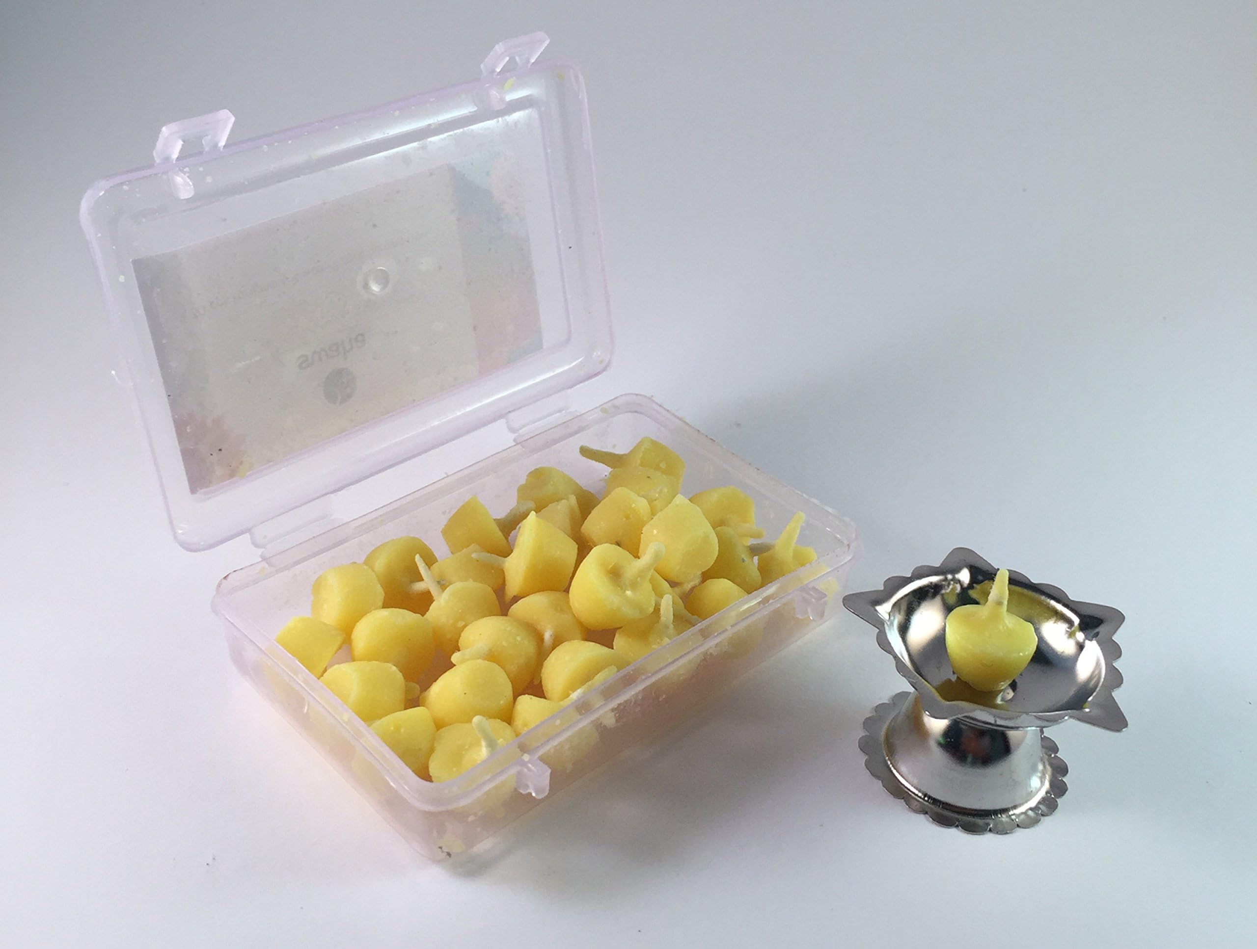 monthlysupply Easy Diya Organic Pure Cow Ghee Wicks 30 Pcs Small & Steel Diya (6 Box)