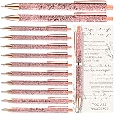 18 Set Inspirational Pens for Women Bulk - Rose Gold Glitter Ballpoint Pens with Quotes for Coworker Appreciation Gifts - Nurse Teacher Staff Christmas Desk Accessories Office Supplies (Confidence)