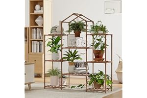 Tikea Plant Stand Indoor Outdoor Castle-shaped Plant Stand for Multiple Plants Wooden Plant Shelf Organizer Display Flowers Rack for Corner Living Room Balcony Patio (Model A 8 Tiers)