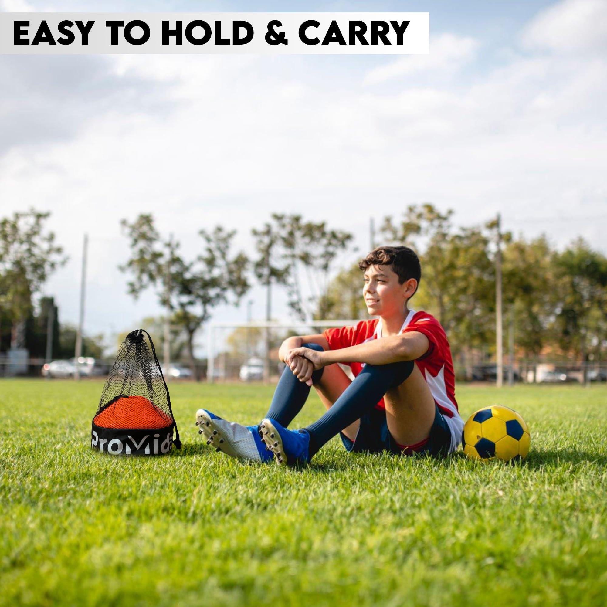 Disc Soccer Cones for Training Kids with Mesh Bag & Strap - Small Plastic Cones for Sports Training - Flexible Conos for Soccer Practice Equipment, Basketball & Football Drills Equipment