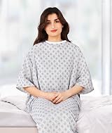 Utopia Care Patient Gown Blue Diamond Print Back Tie Fits Up To 2XL 47 Long 66 view 6