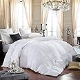 EGYPTIAN BEDDING 600-Thread-Count Egyptian Cotton Siberian Goose Down Comforter, 70 oz. Fill Weight, Solid White (King Size)