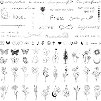 Amazon.com : Realistic Temporary Tattoos for Women - 60 Sheets ...