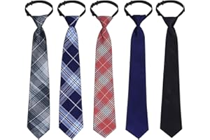 Sucrain 5pcs Boy's Necktie Pre-tied Adjustable Neck Strap Tie for Wedding Graduation School Cosplay Uniforms
