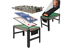 Sunnydaze 5-in-1 Multi-Game Table for Kids - Combo Game Table with Billiards, Push Hockey, Foosball, Ping Pong, and Basketball - 45-Inch