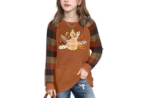 YI XIANG RAN Boys Girls Thanksgiving Shirts Kids Gobble T Shirt Cute Thanksgiving Turkey Graphic Tshirts Long Sleeve Tee Tops 5-14y