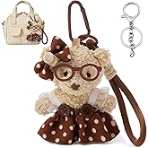 Monsily Plush Bear & Bunny Keychain and Bag Charm 2 in 1 – Cute Bag Charm for Purse, Handbag, Backpack & Car Keys