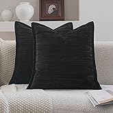 Neelvin Set of 2 Velvet Decorative Throw Pillow Covers 20x20 Inch Black Modern Luxury Cushion Covers Textured Pillow Cases for Living Room Home Decor Couch Sofa