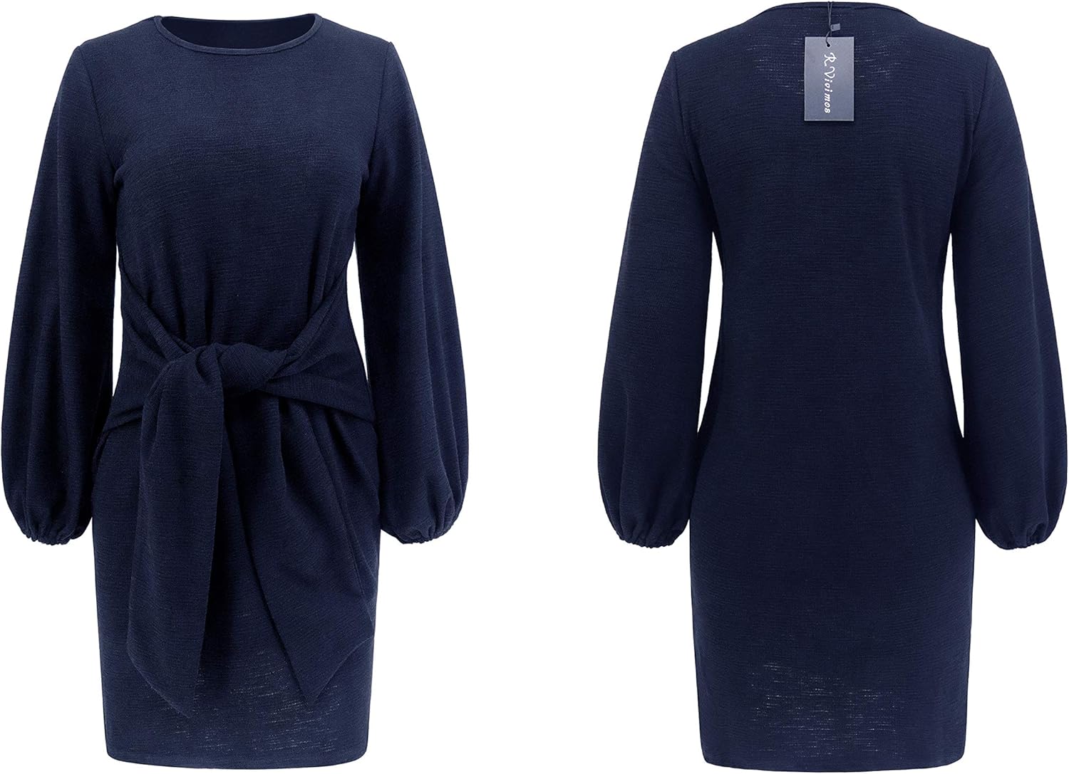 R.Vivimos Women's Autumn Winter Cotton Long Sleeves Elegant Knitted Bodycon Tie Waist Sweater Pencil Dress at  Women’s Clothing store
