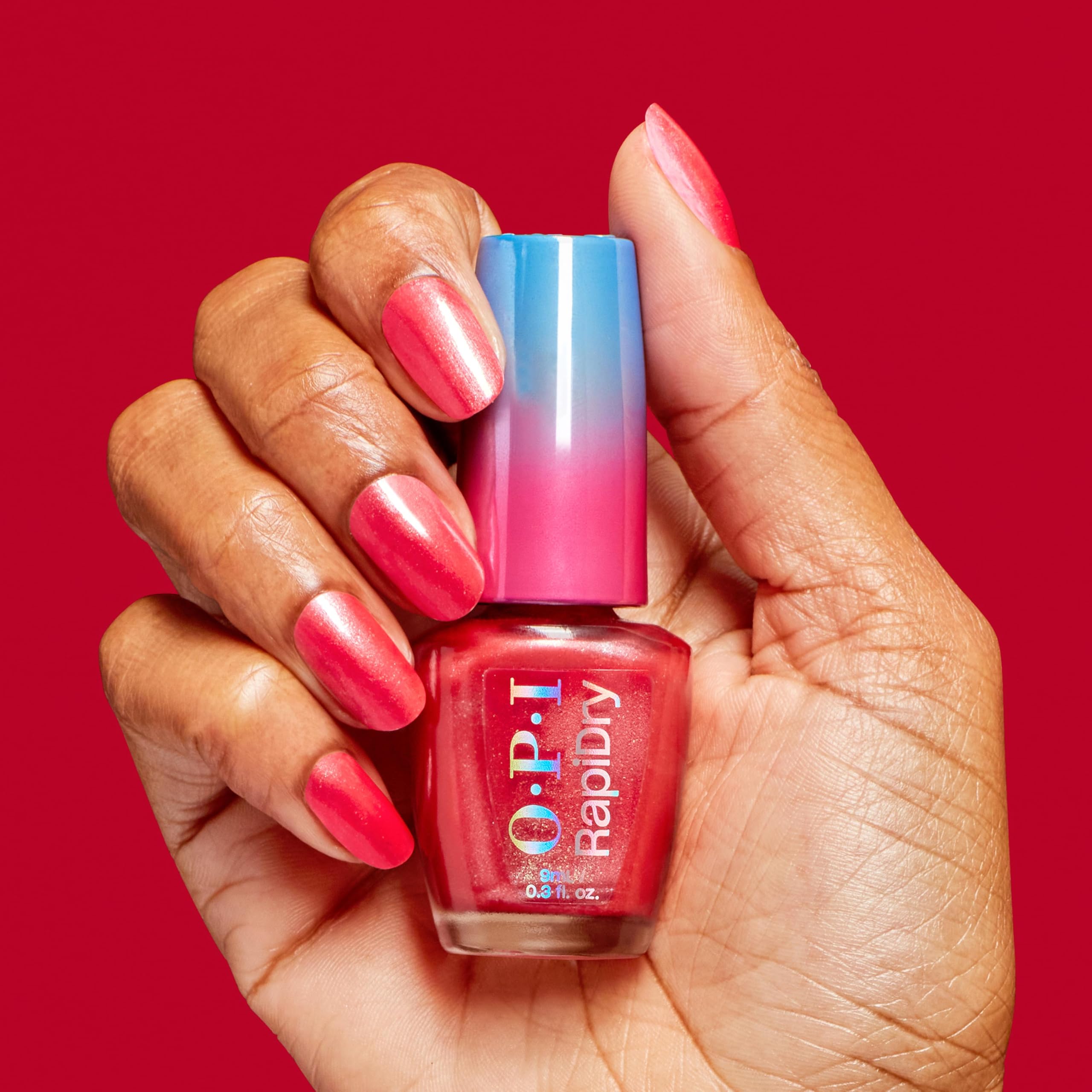 OPI RapiDry Fuego On-the-Go | Opaque Bright Red Shimmer Quick Dry Nail Polish | Vegan, Smudge Proof, Fast Drying - Image 4