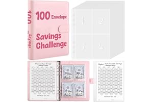 SKYDUE 100 Envelopes Money Saving Challenge Binder, Savings Challenges Book with Cash Envelopes, Budget Binder with Double Side Laminated Tracker, Easy and Fun Way to Save $5050, 10000