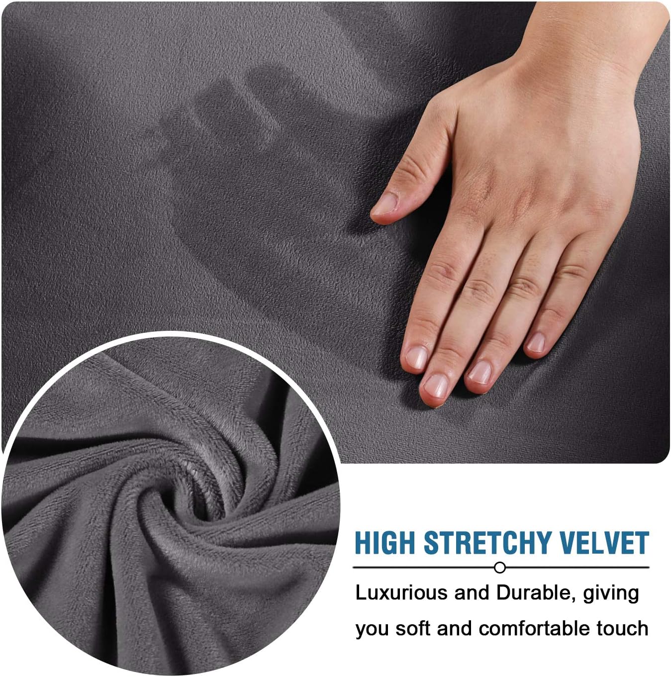 H.VERSAILTEX Real Velvet Plush 3 Piece Stretch Sofa Cover Velvet-Sofa Slipcover Loveseat Cover Furniture Protector Couch Soft Loveseat Slipcover for 2 Cushion Couch with Elastic Bottom(Loveseat,Gray): Kitchen & Dining
