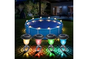 SOSFKIM Solar Pool Lights for above Ground Pools, above Ground Pool Lights Frame Pool Decoration RGB Color, LED Solar Lights Warm White Light at Night Lighting Decor for Frame Swimming Pools-4Pcs