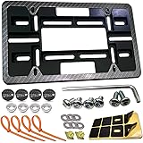 Aootf Front License Plate Mounting Kit-Universal Front Plate Holder Adapter Bumper Bracket & Carbon Fiber Style License Plate