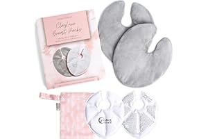 Cradle & Grace ClayLuxe Breast Therapy Packs, Natural Clay Hot & Cold Breast Pads with Covers & Bag, Reusable Breast Ice Packs for Mom's Breastfeeding Essentials