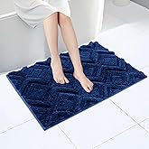 Leaintexbazh Bath Mat & Bathroom-Rugs 36x24, Ultra Soft Machine Washable Microfiber Bath Mat, Absorbent Quick Dry Non Slip Rug for Bathroom Floor, Tub and Shower, Navy