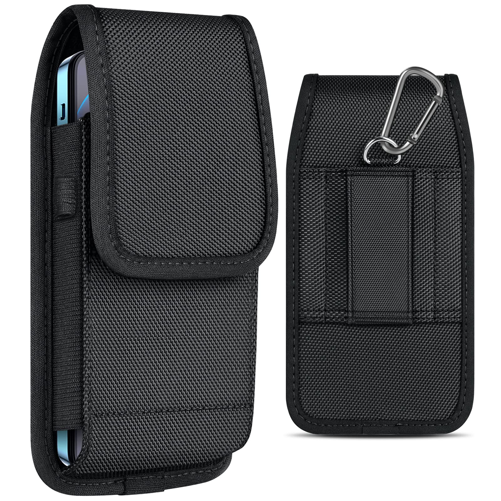 ykooe Cell Phone Pouch Nylon Holster Case with Belt Clip Cover for iPhone 16 15 14 13 12 11 Pro Max XR X 8 7 6 Plus/Xiaomi/Samsung/Moto/LG, (L)