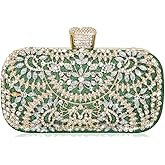 Covelin Women's Rhinestone Decorated Evening Bag, Tote Shoulder Crossbody Handbag with Chain