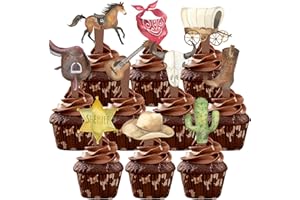BONBEEDESIGN 40 PCS Cowboy Cupcake Toppers