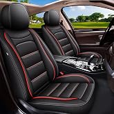 IKABEVEM Car Seat Covers Fit for Chevy Blazer 2019-2024 2025 2026 2027: Luxury Leather Automotive Front Seat Covers, Car Seat Protector(2PCS Front, Black&amp;Redline)