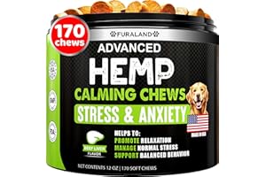 FURALAND Hemp Calming Chews for Dogs Anxiety - 170 Dog Calming Chews - Anxiety Relief Treats - Dog Calming Treats - Hemp Oil - Sleep Calming Aid - Advanced Calming Health Joint Support Supplement - Made in USA