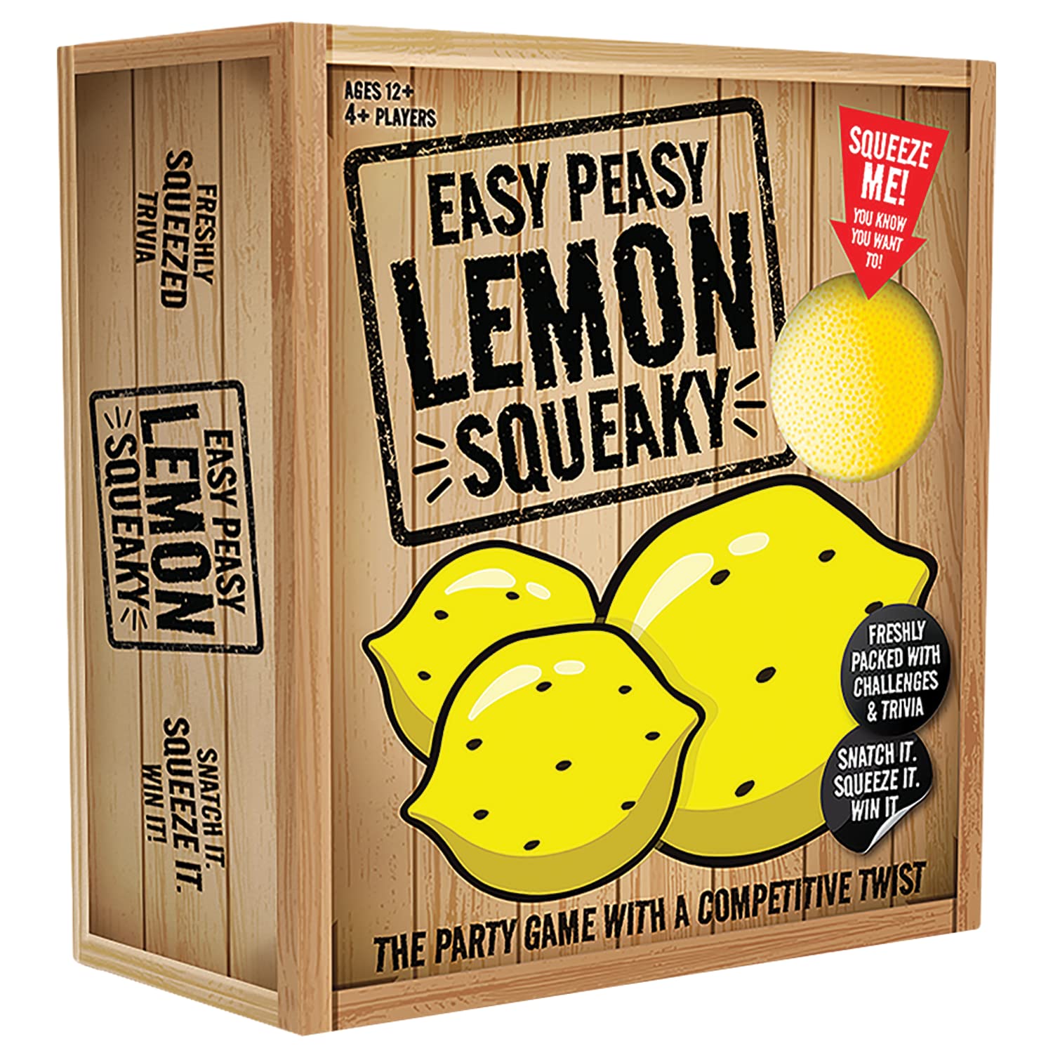 Easy Peasy Lemon Squeaky Game, Ideal Family Board Game for Kids and Adults, 4+ Players, Simple and Quick to Play, Unique Mix of Trivia, Mental and Physical Challenges, Suitable for Ages 12+