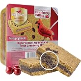 HUNGRYBIRD Energy+ Suet Cake with Cranberry Filling, 12oz | High-Protein, No-Melt, Fits Standard Feeders, Year-Round Feeding, Attracts a Wide Variety of Wild Birds