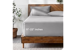 Bare Home Twin Extra Long Fitted Sheet - Extra Deep Pocket Fitted Sheet - Premium 1800 Microfiber - Ultra-Soft Wrinkle Free - Twin XL Deep Pocket Sheet (Twin XL - 11" to 22" Pocket, Light Grey)