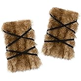 Viking Fur Leg Warmers Furry Boot Cuffs Covers Toppers Cosplay Warrior Costume Accessory for Women Men