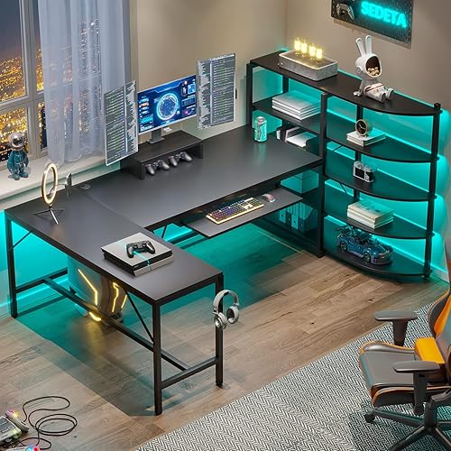SEDETA L Shaped Computer Desk, 63'' U Shaped Office Desk, Gaming Desk