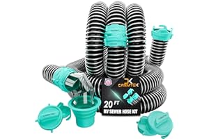 CARMTEK RV Sewer Hose Kit, 20 Ft, with Smart Adapter, Clear Elbow and Caps