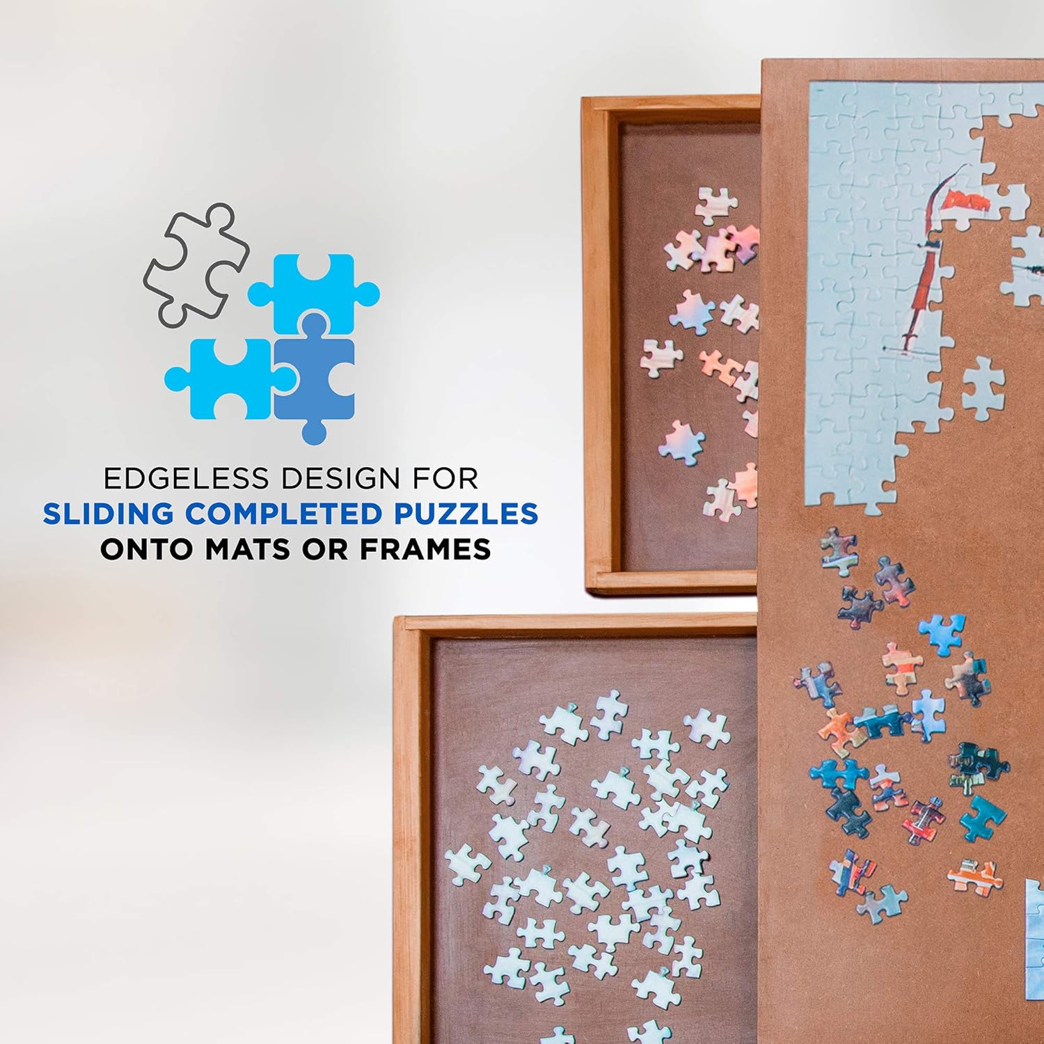 Jumbl Puzzle Board Rack | 27” x 35” Wooden Jigsaw Puzzle Table w/ 6 Storage & Sorting Drawers | Smooth Plateau Fiberboard Work Surface & Reinforced Hardwood | for Games & Puzzles Up to 1,500 Pieces: Toys & Games