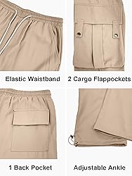 PLEPAN Cargo Pants for Men Drawstring Elastic Waist