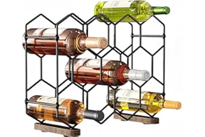 Nuovoware Countertop Wine Rack, 14-Bottle Freestanding Modern Carbon Steel Holder Hexagonal Structure, 3 Tier Tabletop Wine B
