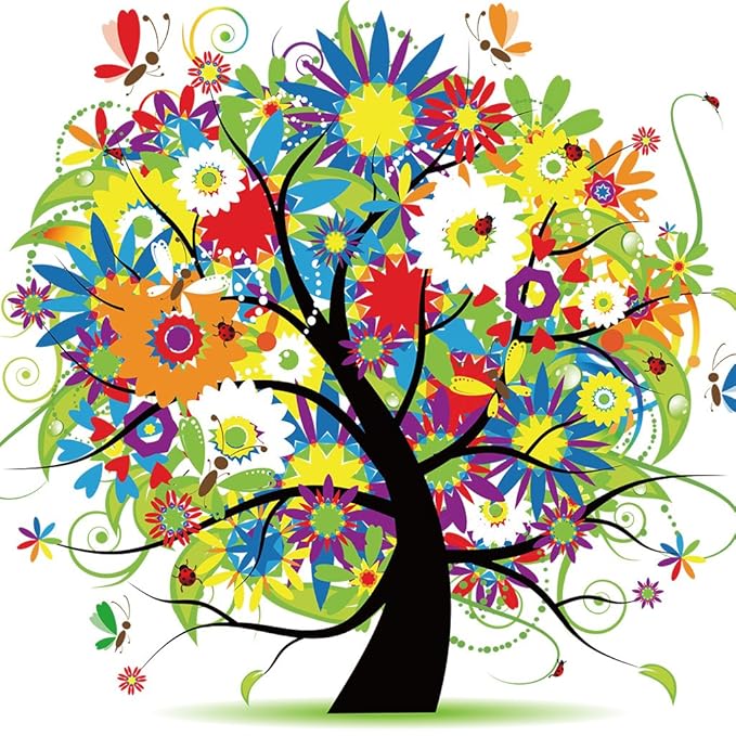 Hergon-Aufnäher mit bunten Baum für Kinder, zum Aufbügeln, für Tasche, Hut, Jeans, Aufnäher, Dekoration, 127#