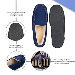 Alpine Swiss Yukon Mens Suede Shearling Slip On